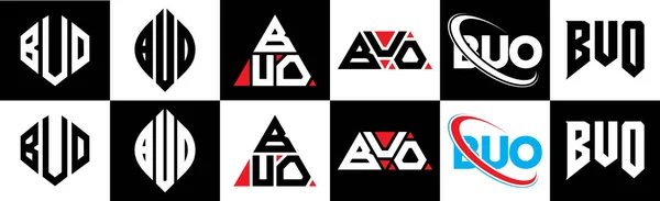 Diseño Del Logotipo Letra Buo Seis Estilos Buo Polígono Círculo — Vector de stock