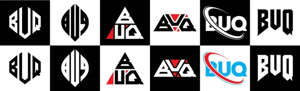 Diseño Del Logotipo Letra Buq Seis Estilos Buq Polígono Círculo — Vector de stock