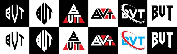 Diseño Del Logotipo Letra Bvt Seis Estilos Polígono Bvt Círculo — Vector de stock