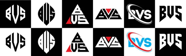 Diseño Del Logotipo Letra Bvs Seis Estilos Bvs Polígono Círculo — Vector de stock
