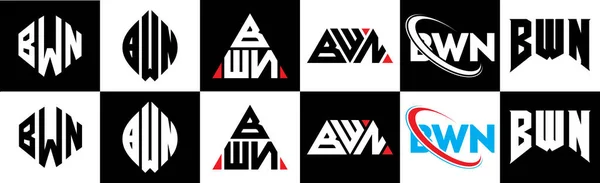 Desain Logo Huruf Bwn Dalam Enam Gaya Poligon Bwn Lingkaran - Stok Vektor