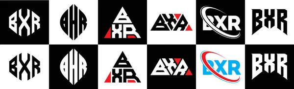 Σχεδιασμός Λογότυπου Γράμματος Bxr Έξι Στυλ Bxr Πολύγωνο Κύκλος Τρίγωνο — Διανυσματικό Αρχείο