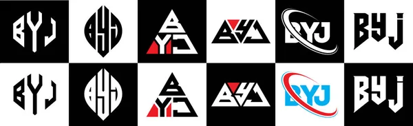 Projekt Logo Litery Byj Sześciu Stylu Byj Polygon Okrąg Trójkąt — Wektor stockowy