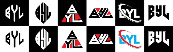 Дизайн Логотипу Літери Byl Шести Стилях Byl Багатокутник Коло Трикутник — стоковий вектор