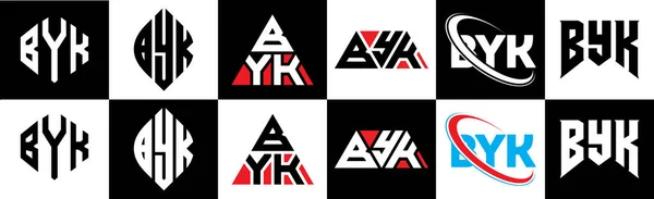 Σχεδιασμός Λογότυπου Byk Έξι Στυλ Byk Πολύγωνο Κύκλος Τρίγωνο Εξάγωνο — Διανυσματικό Αρχείο