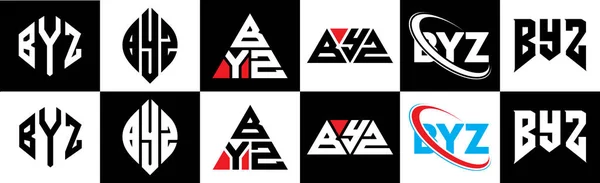 Projekt Logo Litery Byz Sześciu Stylach Byz Polygon Okrąg Trójkąt — Wektor stockowy