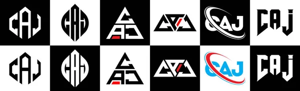 Logo Caj Lettera Design Sei Stile Poligono Caj Cerchio Triangolo — Vettoriale Stock