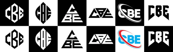 Дизайн Логотипа Шести Стилях Многоугольник Cbe Круг Треугольник Шестиугольник Плоский — стоковый вектор
