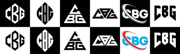 Логотип Cbg Выполнен Шести Стилях Cbg Многоугольник Круг Треугольник Шестиугольник — стоковый вектор
