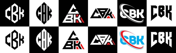 6つのスタイルでCbkの手紙のロゴデザイン Cbk多角形 三角形 六角形 フラットと黒と白の色バリエーション文字のロゴが1つのアートボードに設定されているシンプルなスタイル Cbkミニマリストと古典的なロゴ — ストックベクタ