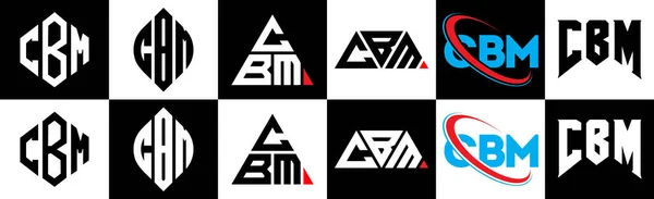 Cbm Harf Logosu Tasarımı Altı Stilde Cbm Çokgeni Çember Üçgen — Stok Vektör