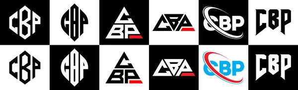 Diseño Del Logotipo Letra Cbp Seis Estilos Cbp Polígono Círculo — Archivo Imágenes Vectoriales