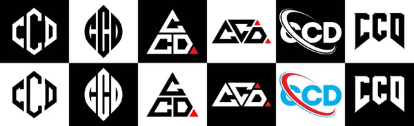 Ccd Harfli Logo Tasarımı Altı Stilde Ccd Çokgeni Çember Üçgen — Stok Vektör