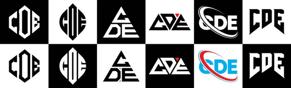 Diseño Del Logotipo Letra Cde Seis Estilos Polígono Cde Círculo — Archivo Imágenes Vectoriales