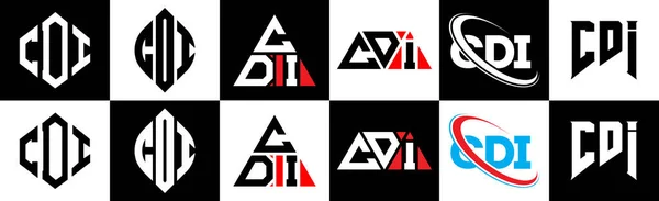 Diseño Del Logotipo Letra Cdi Seis Estilos Polígono Cdi Círculo — Archivo Imágenes Vectoriales