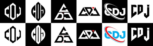Disegno Del Logo Della Lettera Cdj Sei Stili Poligono Cdj — Vettoriale Stock