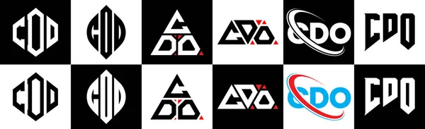 Design Del Logo Della Lettera Cdo Sei Stili Poligono Cdo — Vettoriale Stock
