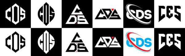 Diseño Del Logotipo Letra Cds Seis Estilos Polígono Cds Círculo — Archivo Imágenes Vectoriales