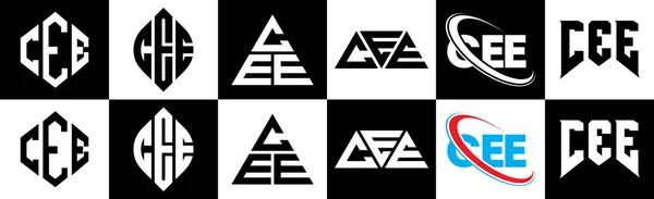 Desenho Logotipo Carta Cee Seis Estilo Cee Polígono Círculo Triângulo — Vetor de Stock