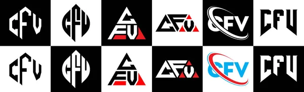 Design Logotipo Carta Cfv Seis Estilo Cfv Polígono Círculo Triângulo — Vetor de Stock