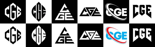 Design Logotipo Carta Cge Seis Estilo Cge Polígono Círculo Triângulo — Vetor de Stock