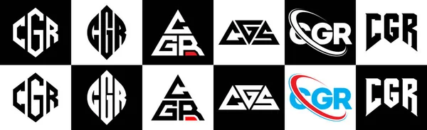 Дизайн Логотипа Cgr Шести Стилях Cgr Многоугольник Круг Треугольник Шестиугольник — стоковый вектор