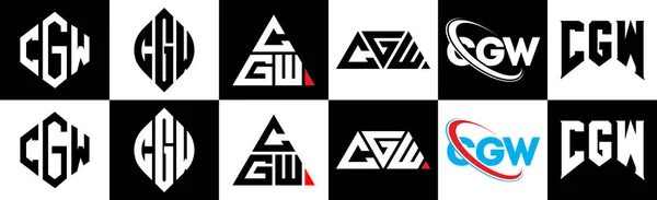 Cgw Buchstabe Logo Design Sechs Stil Cgw Polygon Kreis Dreieck — Stockvektor