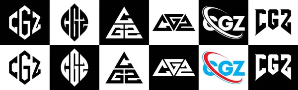 Cgz Buchstabe Logo Design Sechs Stil Cgz Polygon Kreis Dreieck — Stockvektor