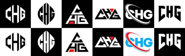 Diseño Del Logotipo Carta Chg Seis Estilos Chg Polígono Círculo — Archivo Imágenes Vectoriales