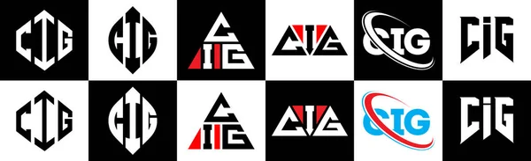 Diseño Del Logotipo Letra Cig Seis Estilos Polígono Cig Círculo — Archivo Imágenes Vectoriales
