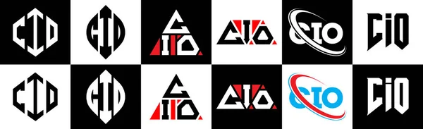 Diseño Del Logotipo Letra Cio Seis Estilos Polígono Cio Círculo — Archivo Imágenes Vectoriales