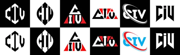 Logo Lettera Civ Design Sei Stile Poligono Civ Cerchio Triangolo — Vettoriale Stock