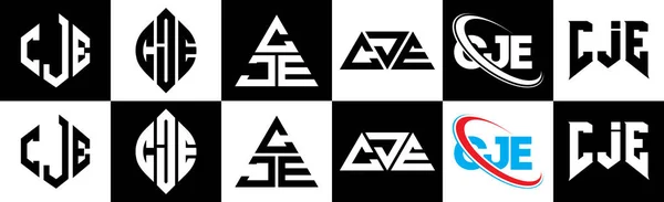 Design Logotipo Letra Cje Seis Estilo Cje Polígono Círculo Triângulo — Vetor de Stock