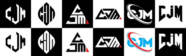 Cjm Letter Logo Design Six Style Cjm Polygon Circle Triangle — Stock Vector