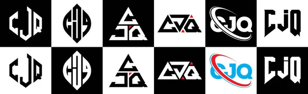 Cjq Carta Logotipo Design Seis Estilo Cjq Polígono Círculo Triângulo — Vetor de Stock