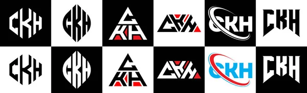 Diseño Del Logotipo Letra Ckh Seis Estilos Polígono Ckh Círculo — Archivo Imágenes Vectoriales