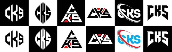 Diseño Del Logotipo Letra Cks Seis Estilos Cks Polígono Círculo — Vector de stock