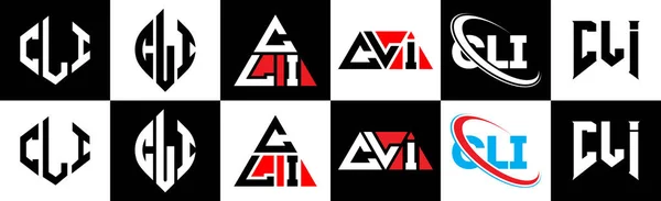 Cli Carta Logotipo Design Seis Estilo Cli Polígono Círculo Triângulo —  Vetores de Stock