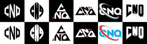 Cnq Brev Logotyp Design Sex Stil Cnq Polygon Cirkel Triangel — Stock vektor