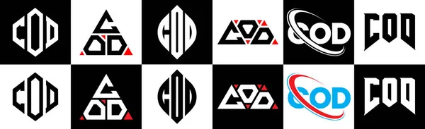 Diseño Del Logotipo Letra Cod Seis Estilos Polígono Cod Círculo — Archivo Imágenes Vectoriales