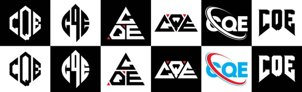 Diseño Del Logotipo Letra Cqe Seis Estilos Polígono Cqe Círculo — Archivo Imágenes Vectoriales