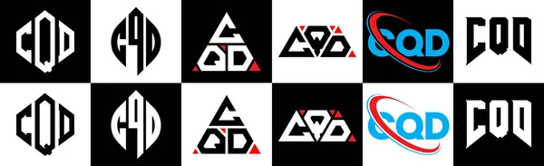 Diseño Del Logotipo Letra Cqd Seis Estilos Polígono Cqd Círculo — Archivo Imágenes Vectoriales