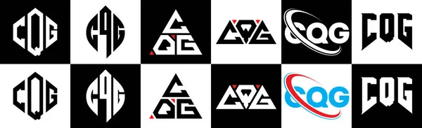 Дизайн Логотипу Літери Cqg Шести Стилях Багатокутник Cqg Коло Трикутник — стоковий вектор