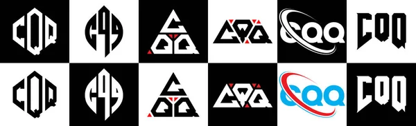 Diseño Del Logotipo Letra Cqq Seis Estilos Polígono Cqq Círculo — Archivo Imágenes Vectoriales