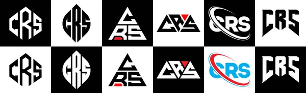 Diseño Logotipo Letra Crs Seis Estilos Polígono Crs Círculo Triángulo — Archivo Imágenes Vectoriales