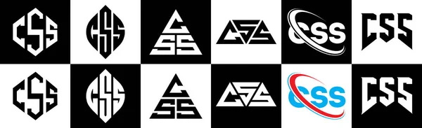 Diseño Del Logotipo Letra Css Seis Estilos Polígono Css Círculo — Archivo Imágenes Vectoriales