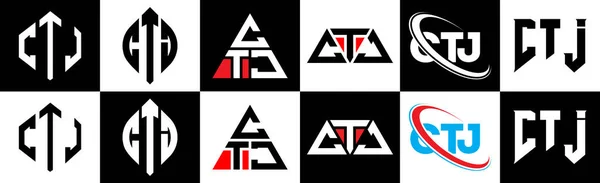Ctj Design Logotipo Carta Seis Estilo Ctj Polígono Círculo Triângulo —  Vetores de Stock