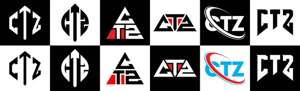 Logo Ctz Lettera Design Sei Stile Poligono Ctz Cerchio Triangolo — Vettoriale Stock