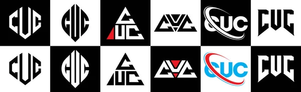 Cuc Logo Ontwerp Zes Stijl Cuc Polygon Cirkel Driehoek Zeshoek — Stockvector