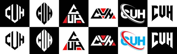 Cuh Letter Logo Design Sechs Stilen Cuh Polygon Kreis Dreieck — Stockvektor